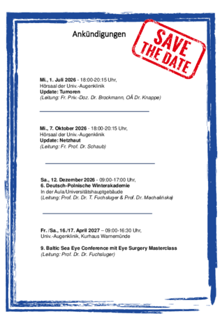Stand 21.04.2026 Ankündigungen